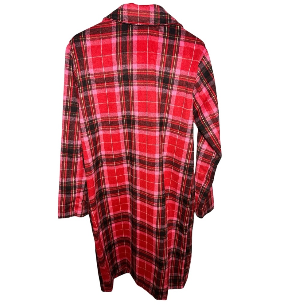 Old Navy Flannel Red Plaid Long Coat Buttoned M Tall - Picture 2 of 6